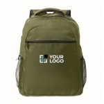 Mochila para portátil con bolsillos delante y a los lados 15'' color verde militar vista de impresión