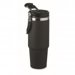 Vaso de doble pared con pajita, boquilla y asa de transporte 850ml color negro segunda vista