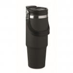 Vaso de doble pared con pajita, boquilla y asa de transporte 850ml color negro tercera vista