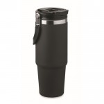 Vaso de doble pared con pajita, boquilla y asa de transporte 850ml color negro cuarta vista