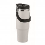 Vaso de doble pared con pajita, boquilla y asa de transporte 850ml color blanco tercera vista