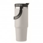 Vaso de doble pared con pajita, boquilla y asa de transporte 850ml color blanco