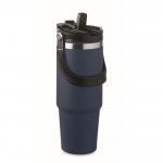 Vaso de doble pared con pajita, boquilla y asa de transporte 850ml color azul marino