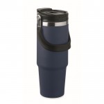 Vaso de doble pared con pajita, boquilla y asa de transporte 850ml color azul marino tercera vista
