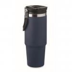 Vaso de doble pared con pajita, boquilla y asa de transporte 850ml color azul marino cuarta vista