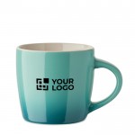 Taza de cerámica en varios colores con degradado 300ml color turquesa vista de impresión