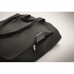 Bolsa de la compra de asas cortas con bolsillo lateral 380 g/m2 color negro vista fotografía tercera vista