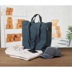 Bolsa de la compra de asas cortas con bolsillo lateral 380 g/m2 color azul segunda vista bodegón