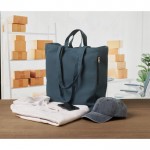 Bolsa de la compra de asas cortas con bolsillo lateral 380 g/m2 color azul tercera vista bodegón