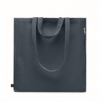 Bolsa de la compra de asas cortas con bolsillo lateral 380 g/m2 color azul segunda vista