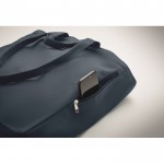 Bolsa de la compra de asas cortas con bolsillo lateral 380 g/m2 color azul vista fotografía tercera vista