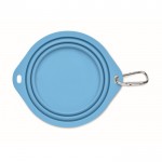 Plato para comer o beber plegable y con mosquetón para mascotas color azul claro quinta vista