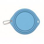 Plato para comer o beber plegable y con mosquetón para mascotas color azul claro sexta vista