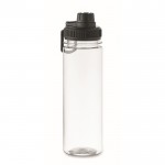 Botella transparente de RPET con tapa y asa de transporte 750ml color negro