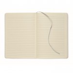 Libreta con banda elástica y marca páginas a color páginas a rayas A5 color plateado segunda vista