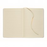 Libreta con banda elástica y marca páginas a color páginas a rayas A5 color dorado segunda vista