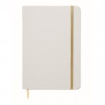 Libreta con banda elástica y marca páginas a color páginas a rayas A5 color dorado cuarta vista