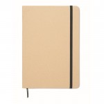 Libreta de cartón con banda y marca páginas a color hojas a rayas A5 color negro cuarta vista