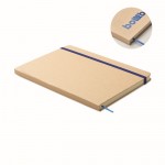 Libreta de cartón con banda y marca páginas a color hojas a rayas A5 color azul
