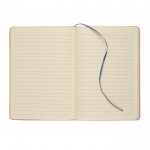 Libreta de cartón con banda y marca páginas a color hojas a rayas A5 color azul segunda vista