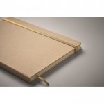 Libreta de cartón con banda y marca páginas a color hojas a rayas A5 color dorado vista fotografía segunda vista