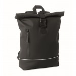Mochila de cierre roll top con tira reflectante e impermeable 15'' color negro