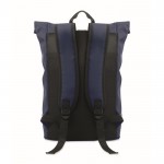 Mochila de cierre roll top con tira reflectante e impermeable 15'' color azul segunda vista