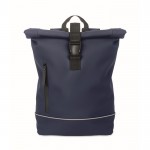 Mochila de cierre roll top con tira reflectante e impermeable 15'' color azul sexta vista