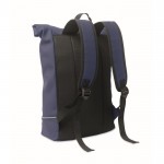 Mochila de cierre roll top con tira reflectante e impermeable 15'' color azul decima vista