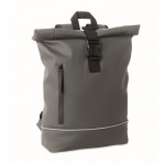 Mochila de cierre roll top con tira reflectante e impermeable 15'' color gris oscuro