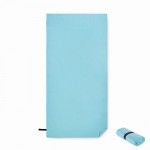 Toalla deportiva de microfibra con correa para cierre 200 g/m2 color turquesa
