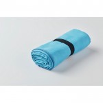 Toalla deportiva de microfibra con correa para cierre 200 g/m2 color turquesa vista fotografía cuarta vista