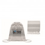 Set de mochila de cuerdas con pareo a juego rayado 180 g/m2 color gris vista de impresión
