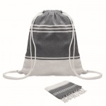 Set de mochila de cuerdas con pareo a juego rayado 180 g/m2 color azul