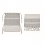Set de mochila de cuerdas con pareo a juego rayado 180 g/m2 color gris sexta vista