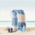 Set de mochila de cuerdas con pareo a juego rayado 180 g/m2 color turquesa vista bodegón