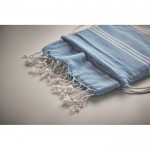 Set de mochila de cuerdas con pareo a juego rayado 180 g/m2 color turquesa vista fotografía cuarta vista