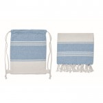 Set de mochila de cuerdas con pareo a juego rayado 180 g/m2 color turquesa sexta vista