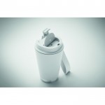 Vaso de doble pared para llevar con correa de RPET 300ml color blanco