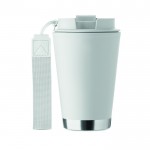 Vaso de doble pared para llevar con correa de RPET 300ml color blanco sexta vista