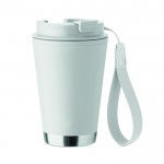 Vaso de doble pared para llevar con correa de RPET 300ml color blanco