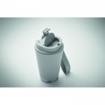Vaso de doble pared para llevar con correa de RPET 300ml color gris