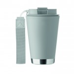 Vaso de doble pared para llevar con correa de RPET 300ml color gris sexta vista