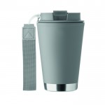 Vaso de doble pared para llevar con correa de RPET 300ml color gris oscuro sexta vista