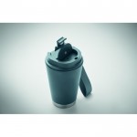 Vaso de doble pared para llevar con correa de RPET 300ml color negro mate