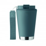 Vaso de doble pared para llevar con correa de RPET 300ml color negro mate sexta vista