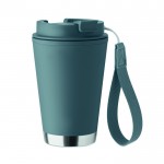 Vaso de doble pared para llevar con correa de RPET 300ml color negro mate