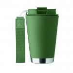 Vaso de doble pared para llevar con correa de RPET 300ml color verde oscuro sexta vista