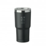 Vaso de acero inoxidable con tapa con orificio deslizante 500ml color negro vista de impresión