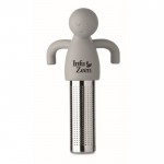 Infusor de té de acero inoxidable con forma de hombrecito en silicona color gris vista principal